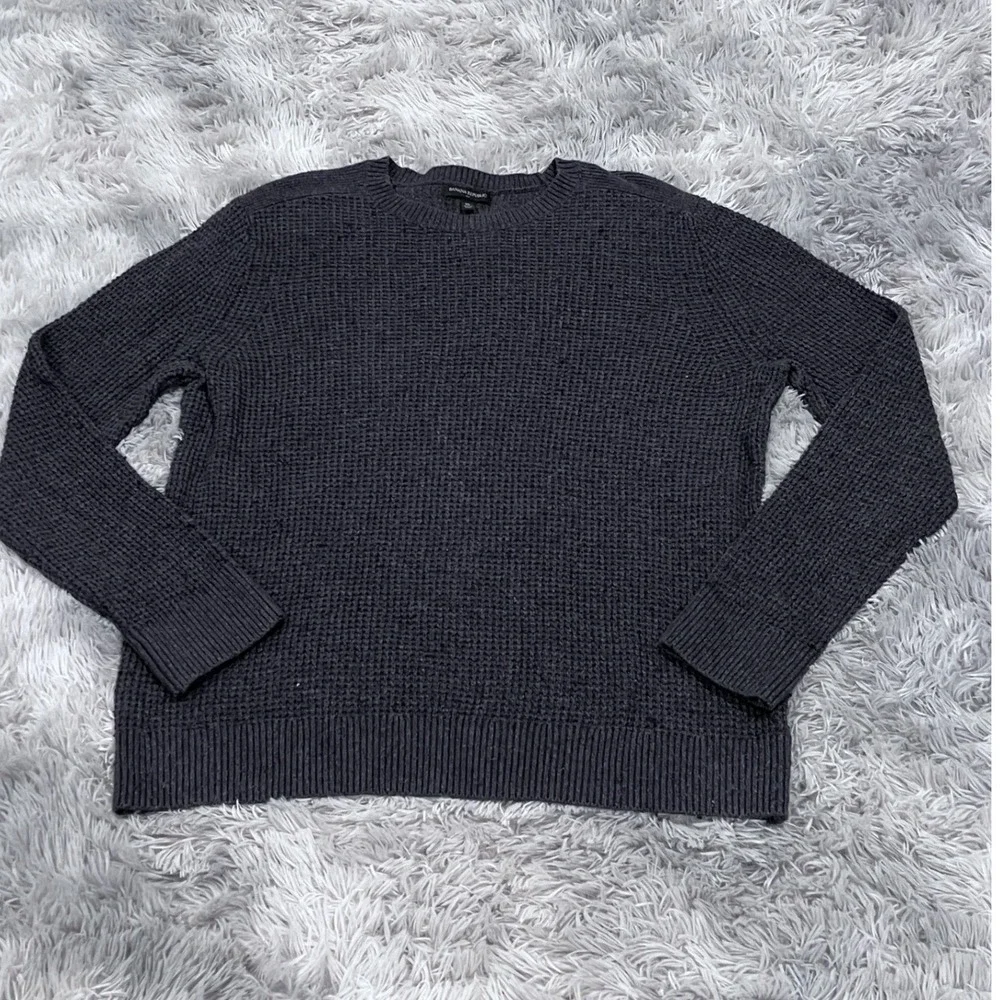 Banana Republic Men's Textured Knit Sweater Dark Gray Crew Neck Size XL